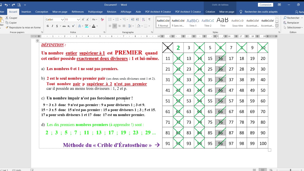 5e   Nombres PREMIERS et Crible d'Eratosthène