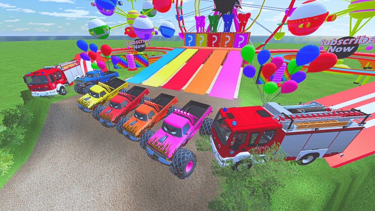 Unbelievable! Colorful Monster Trucks Race Through Crazy Obstacles 🚚🌈 - FS22