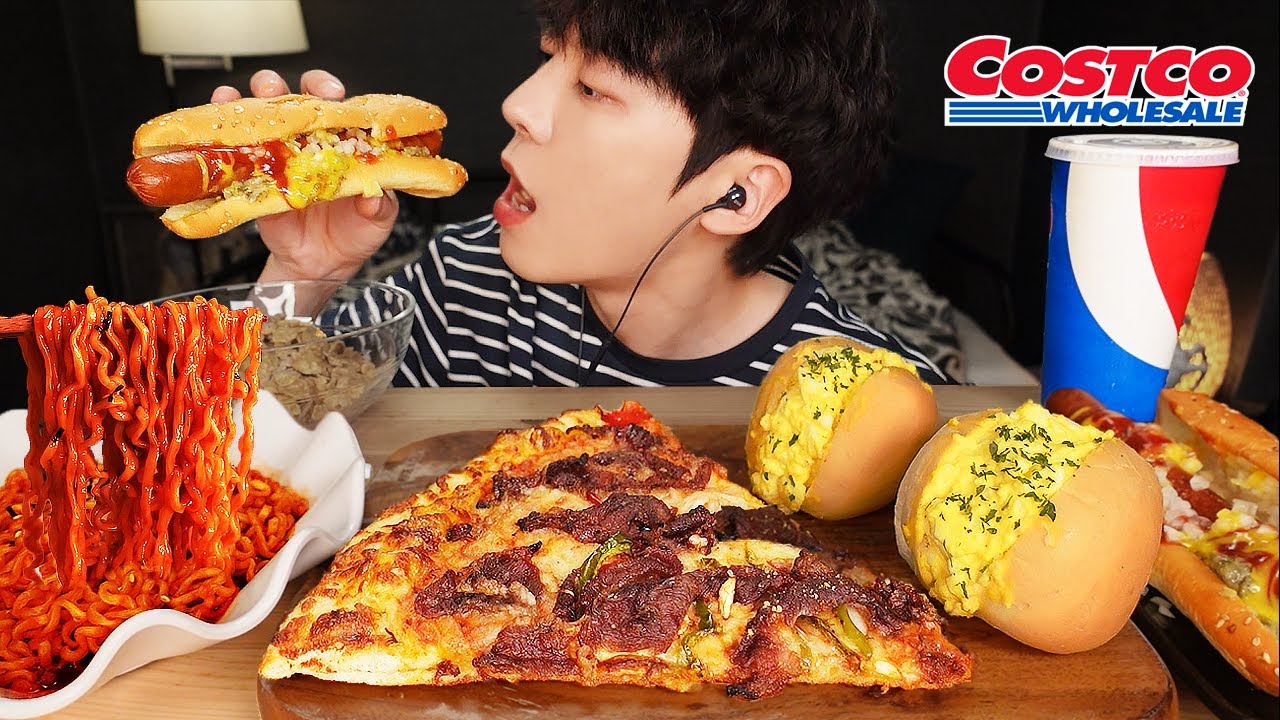ASMR MUKBANG | 직접 만든 불닭볶음면 계란 샌드위치 & 핫도그 불고기 피자 먹방 COSTCO HOTDOG AND FIRE NOODLES EATING