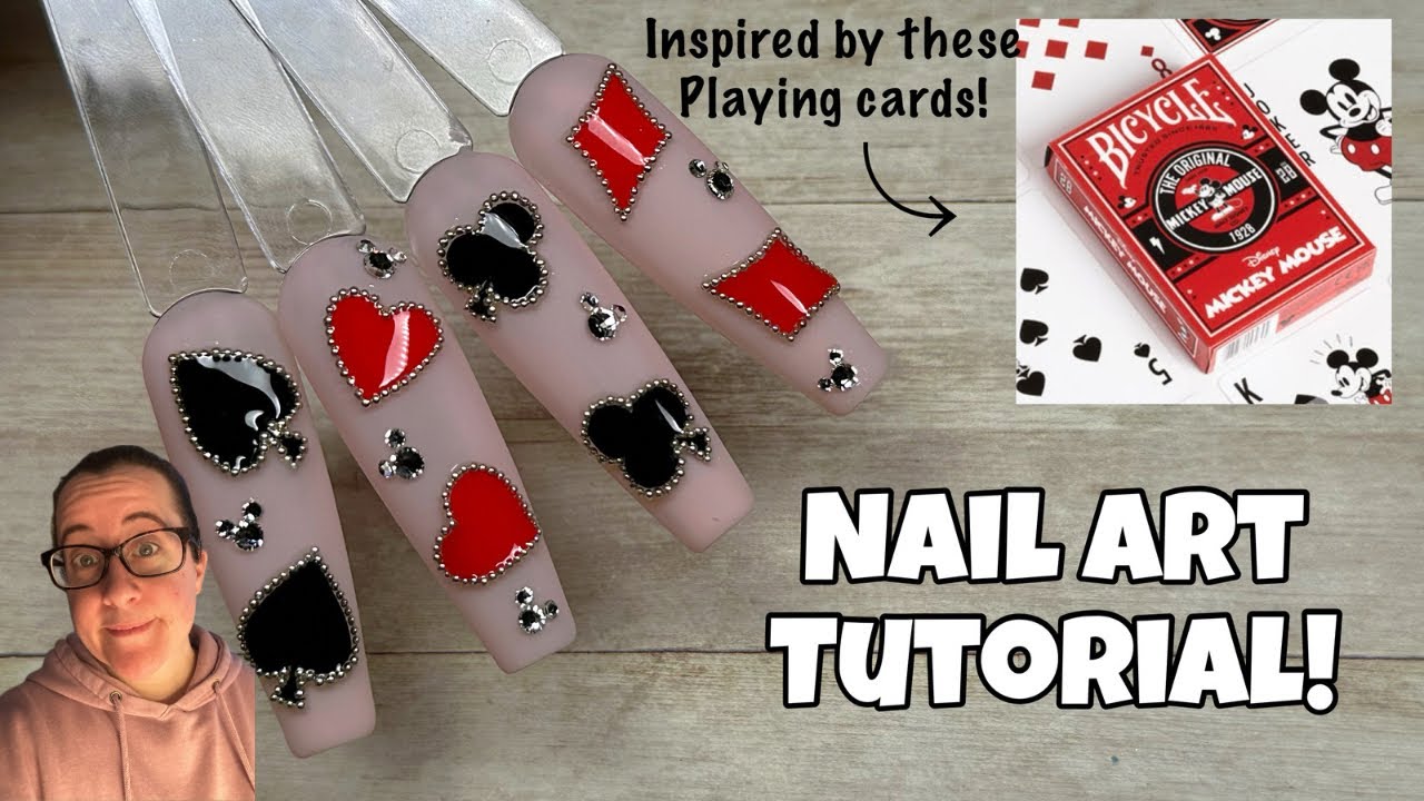 Mickey Playing Card Nail Art Tutorial Part 1