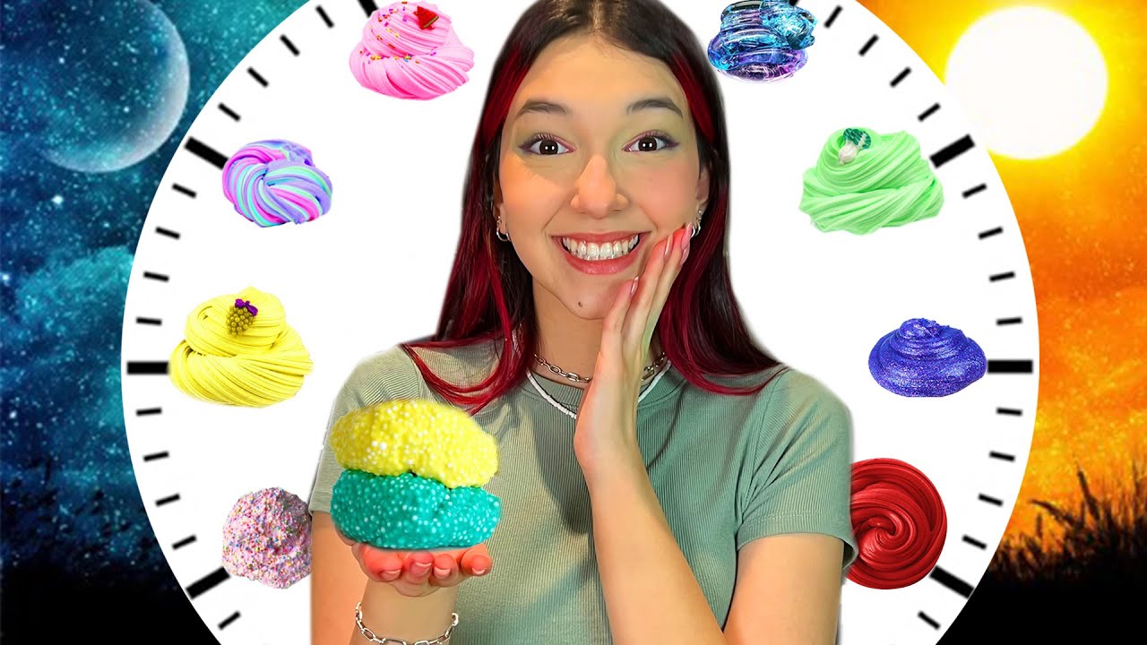 TENTAMOS FAZER 24 SLIMES DIFERENTES EM 24 HORAS | Luluca