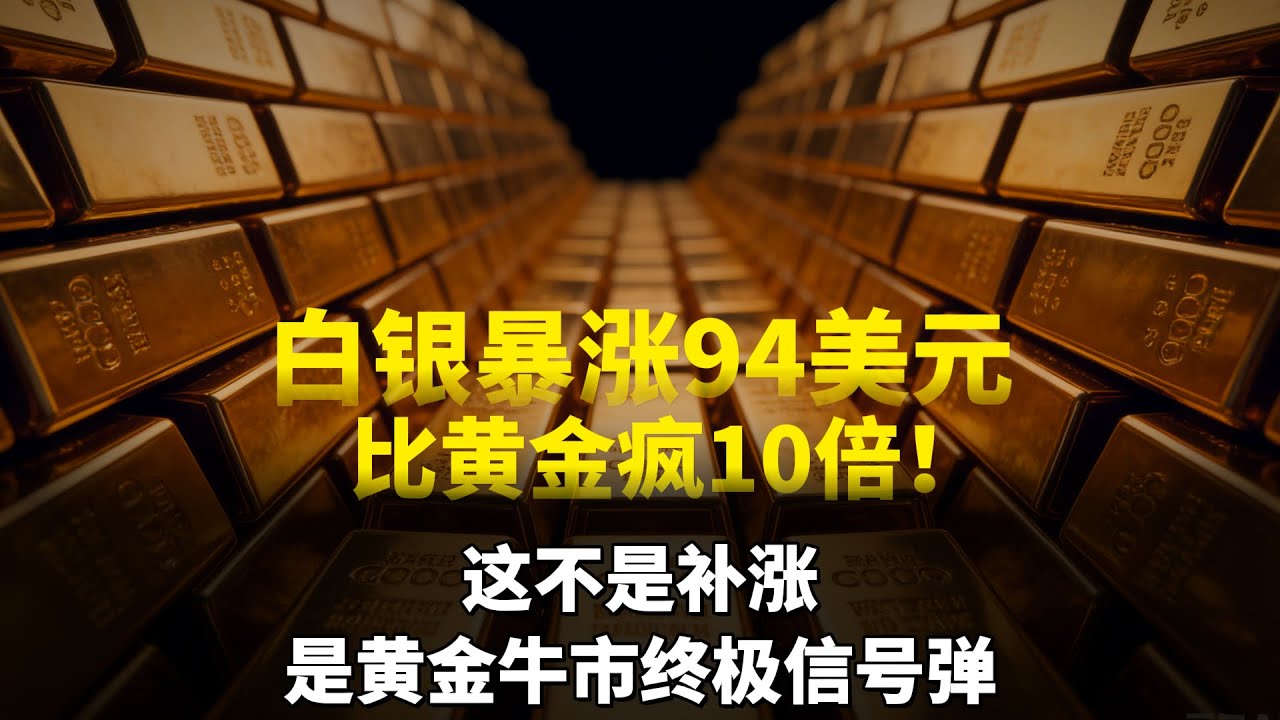 白银暴涨94美元，比黄金疯10倍！这不是补涨，是黄金牛市终极信号弹， 白银库存只剩1.5个月用量，黄金将开启单日暴涨200美元模式