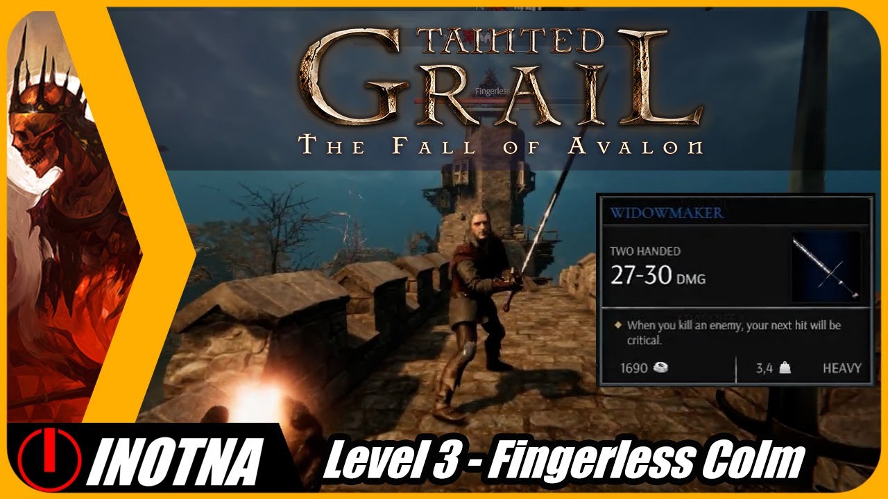Tainted Grail: Fall Of Avalon - Fighting Fingerless Colm at level 3 - Hard mode
