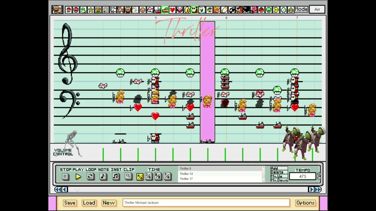 Giant Mario Paint Composer - Michael Jackson - Thriller 