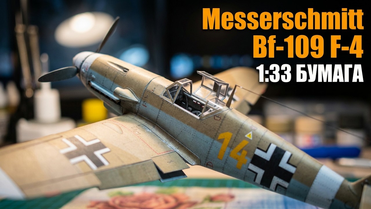Bf-109 F-4, бумага 1:33, сборка.