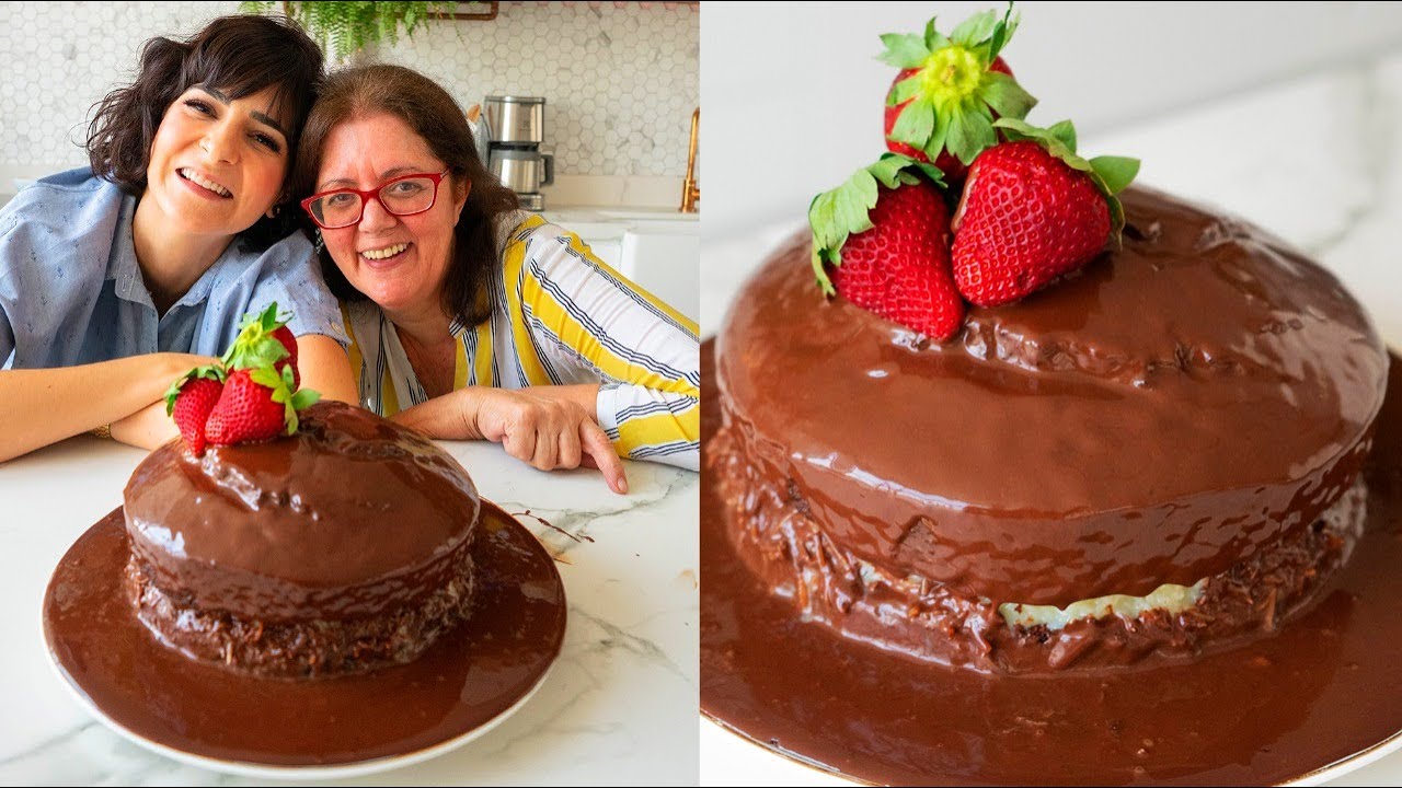 BOLO DE CHOCOLATE COM RECHEIO DE MORANGO E COCO | TIA JÔ FEAT DANI NOCE