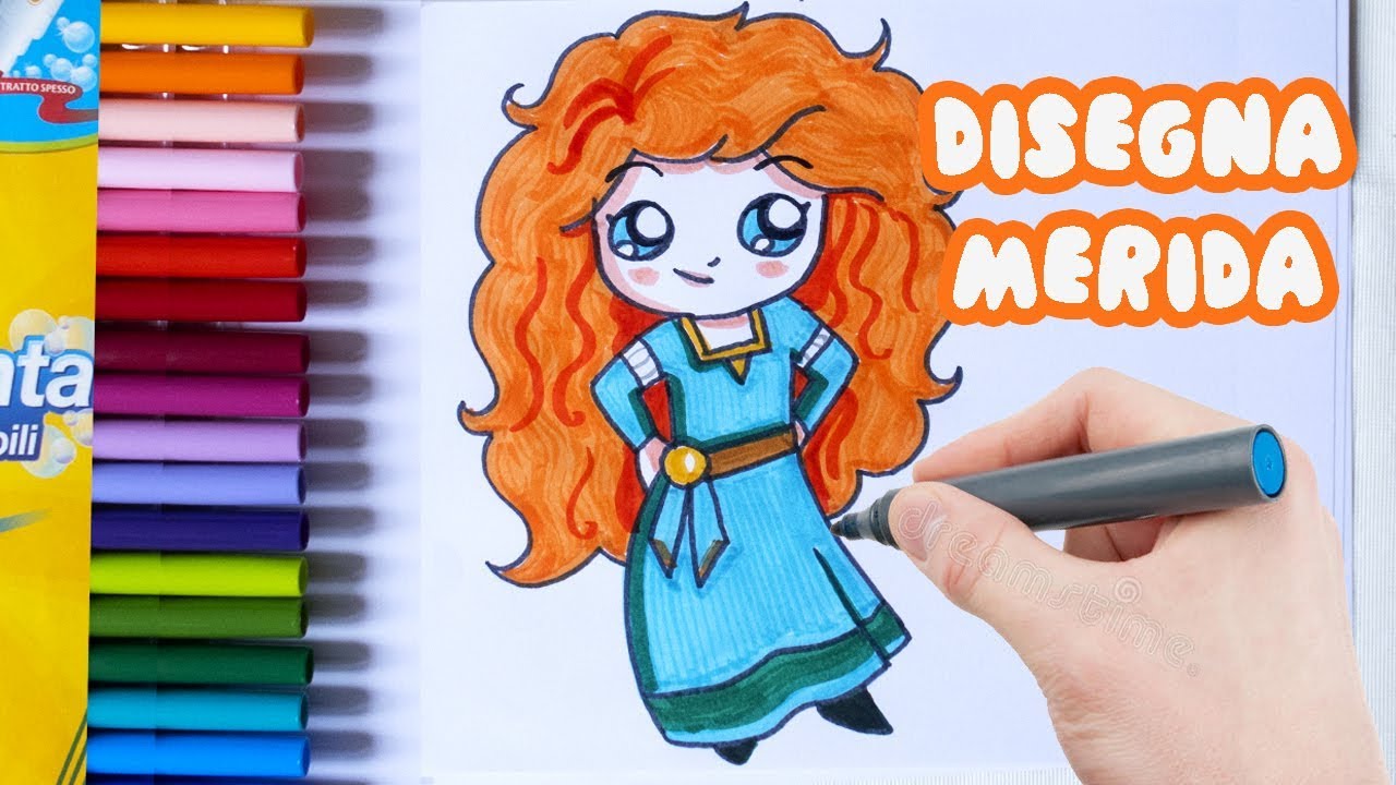 COME DISEGNARE LE PRINCIPESSE DISNEY: MERIDA - HOW TO DRAW MERIDA DISNEY PRINCESS