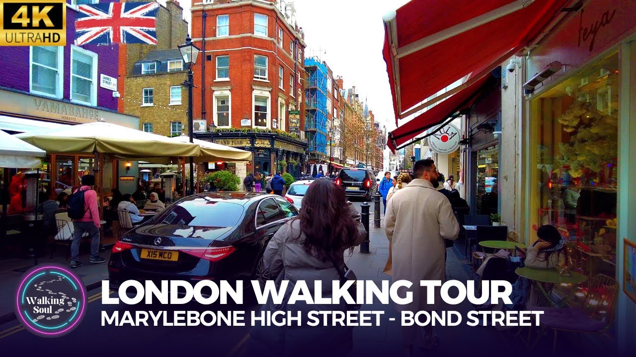 🇬🇧 Central London Walk 👣 | Marylebone Train Station to Bond Street Elizabeth Line | England [4K HDR]