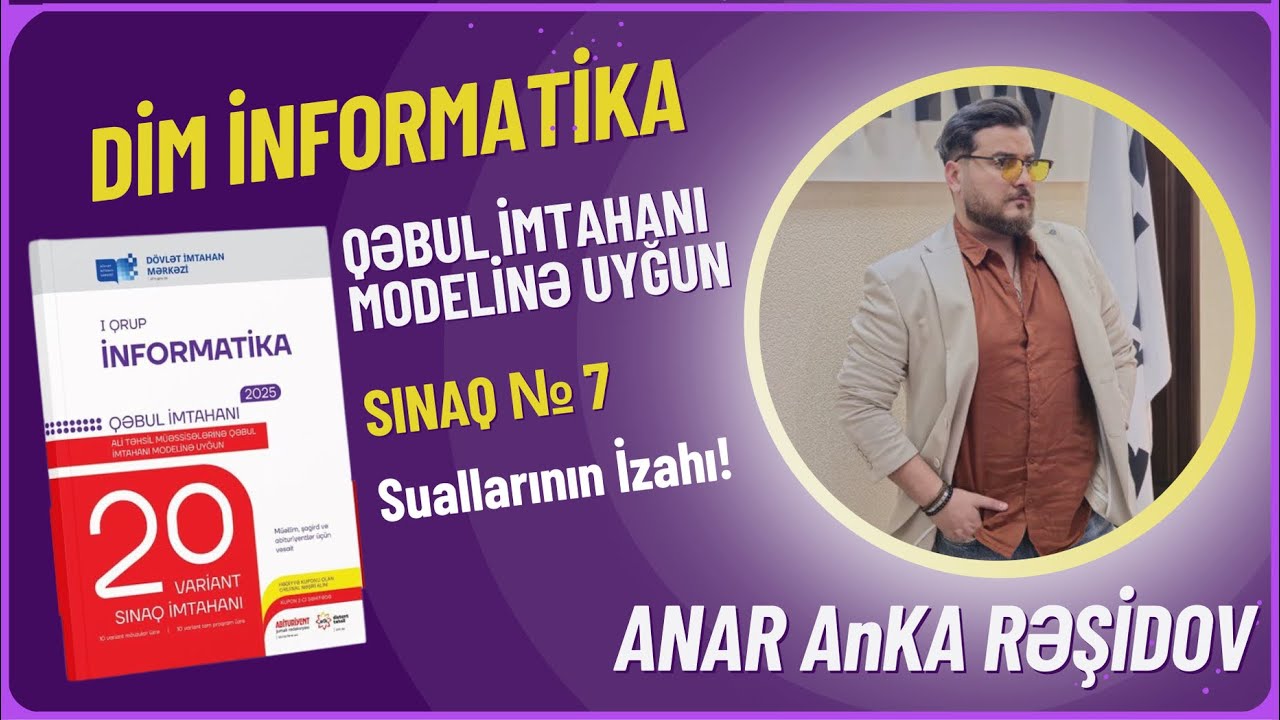 Python. Proqramlaşdırma.Sınaq 7 İnformatika 20 sınaq imtahanı. suallarının izahı