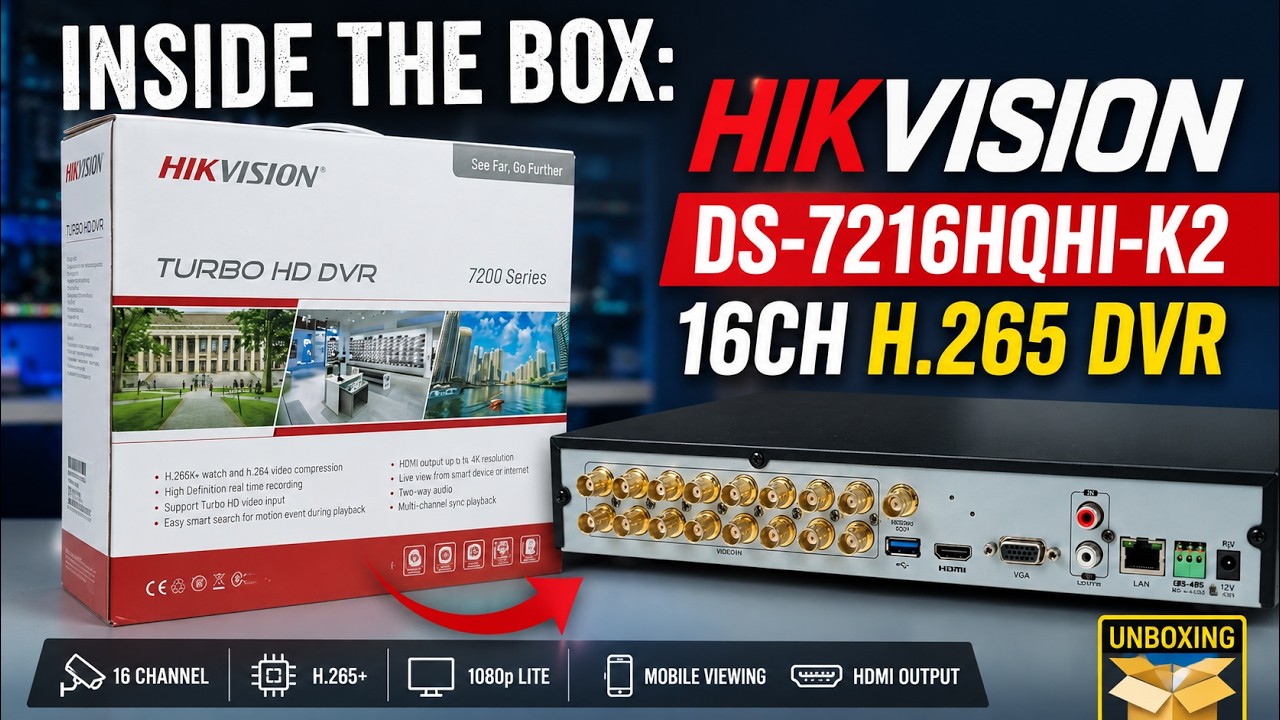 Hikvision DS-7216HQHI-K2 | 16-ch 1080p 1U H.265 DVR | UNBOXING |
