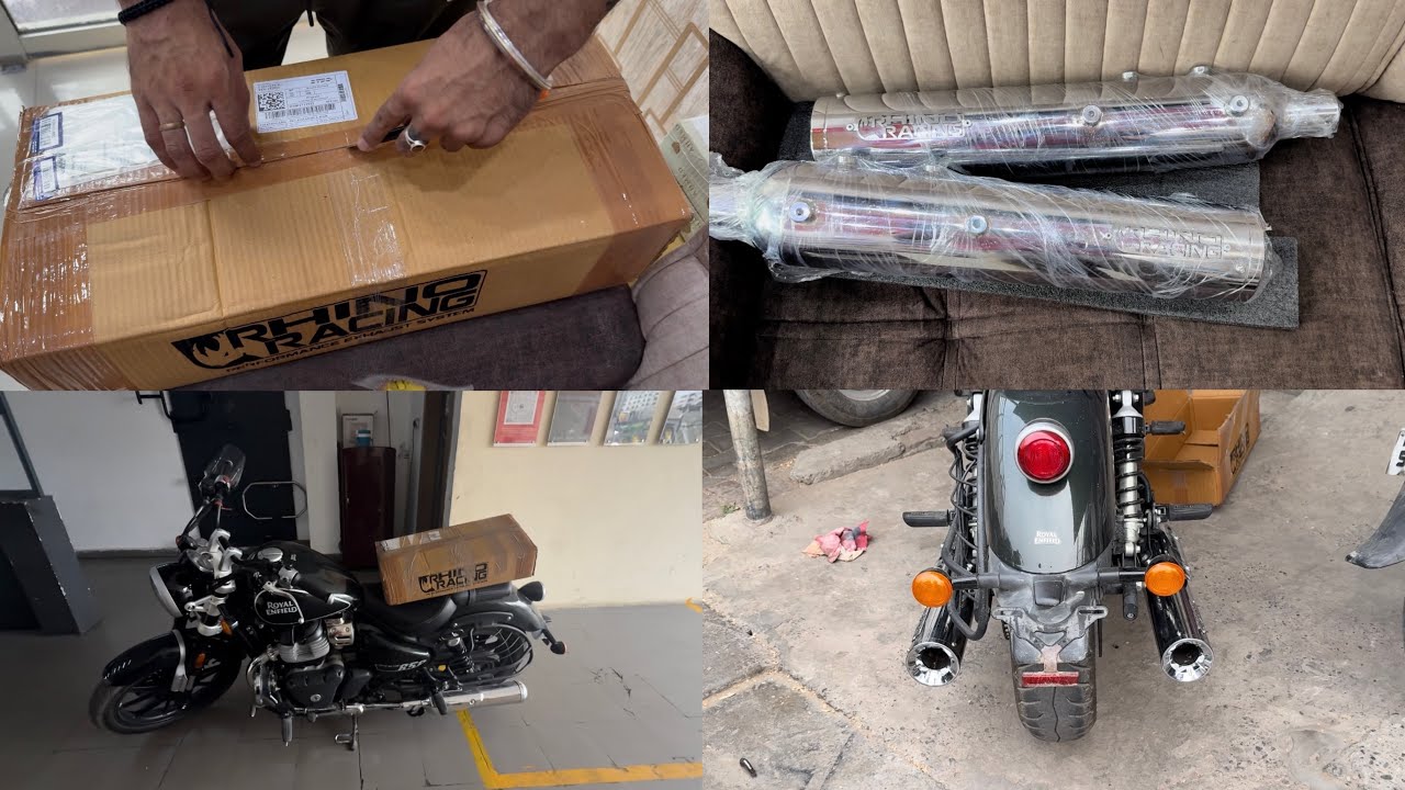 Instaal Rahino Racing exhaust 🔥 for Super metor 650 🤩 Price ???? 😱 #supermeteor650 #trending #vlog