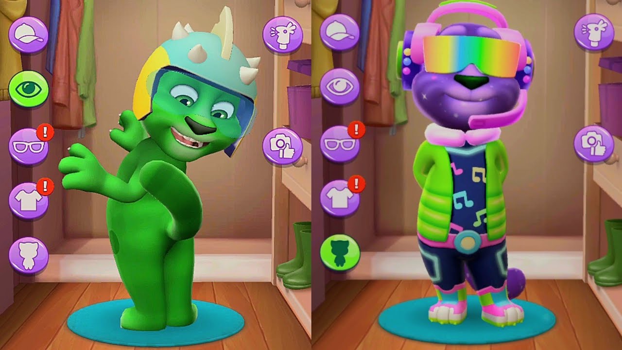 Who Wins This Battle? Purple Tom👿 vs Green Tom🦖! : Style Battle #mytalkingtom2 