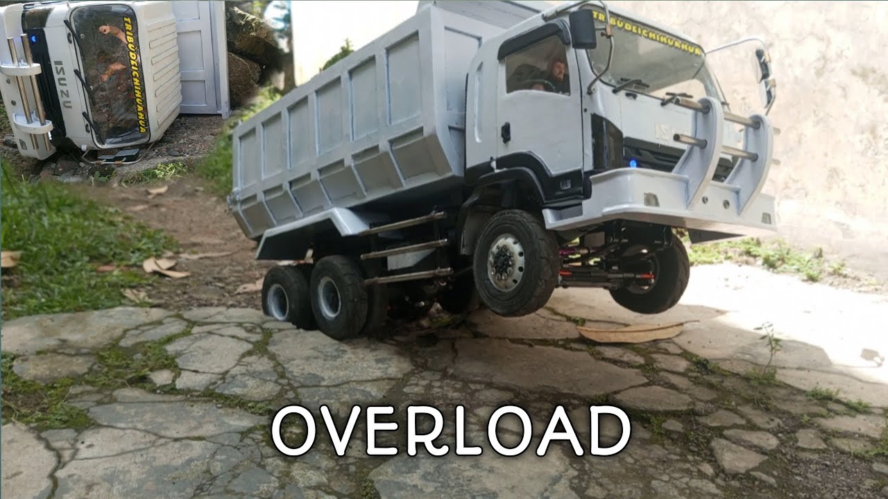 truk giga full muatan batu, sampai kebalik ||Simulasi rc truk