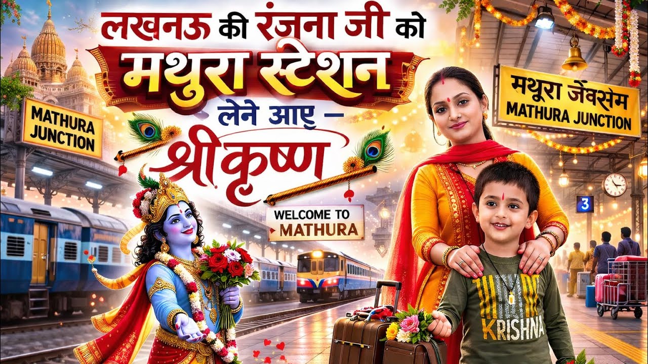 लखनऊ की रंजना राधिका जी को कोई साधन नहीं मिला तो मथुरा स्टेशन लेने आए श्रीकृष्ण !