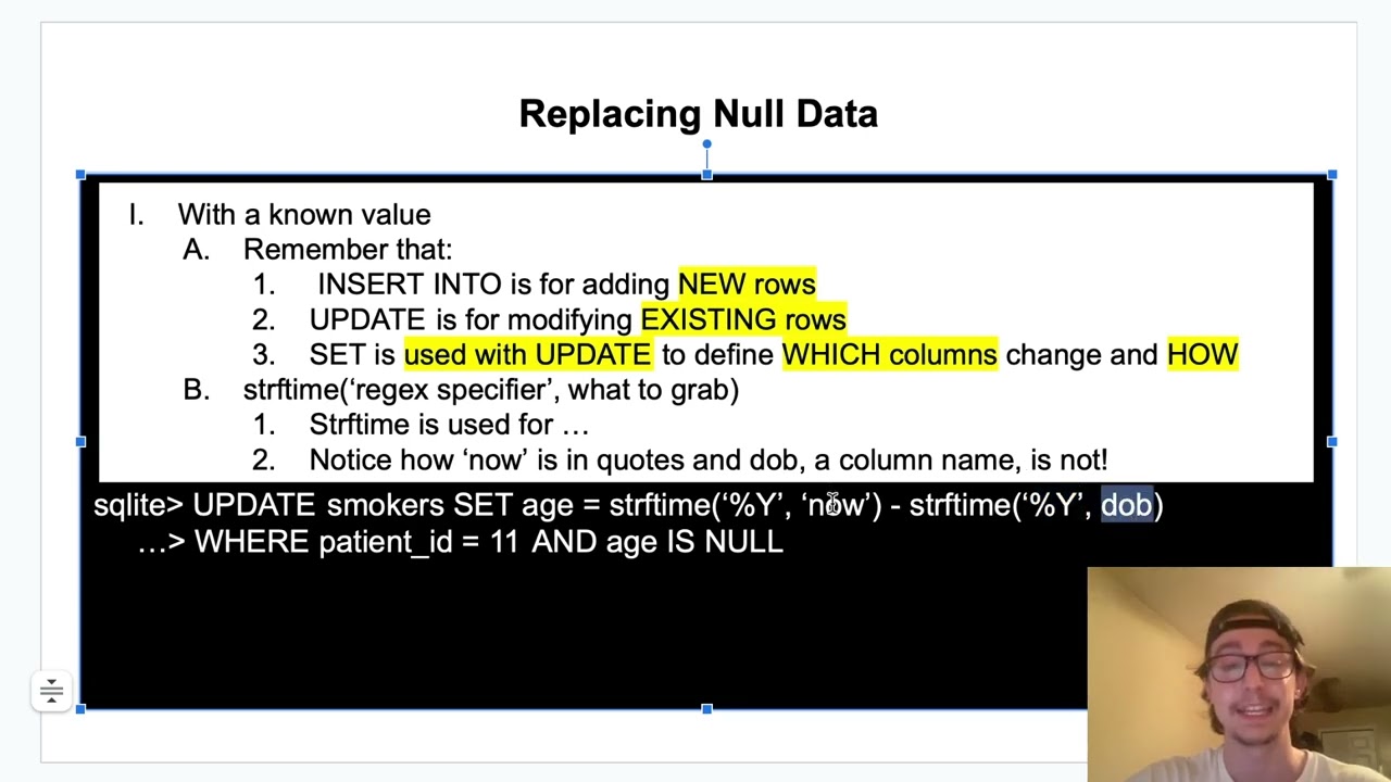 Dealing with NULL Data using SQLite (SQLite tutorial video 4)