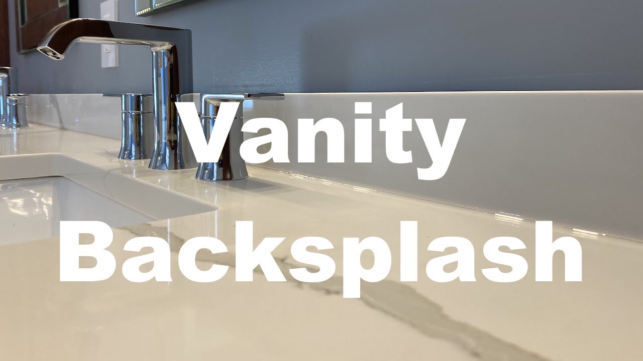 Cutting Vanity Backsplash. Setting Vanity Backsplash. Stone Backsplash.  quartz countertops