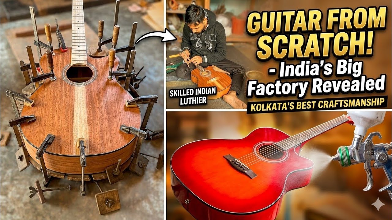Art of Crafting Acoustic Guitars Making From Scratch at Extreme Level | Indian Factory