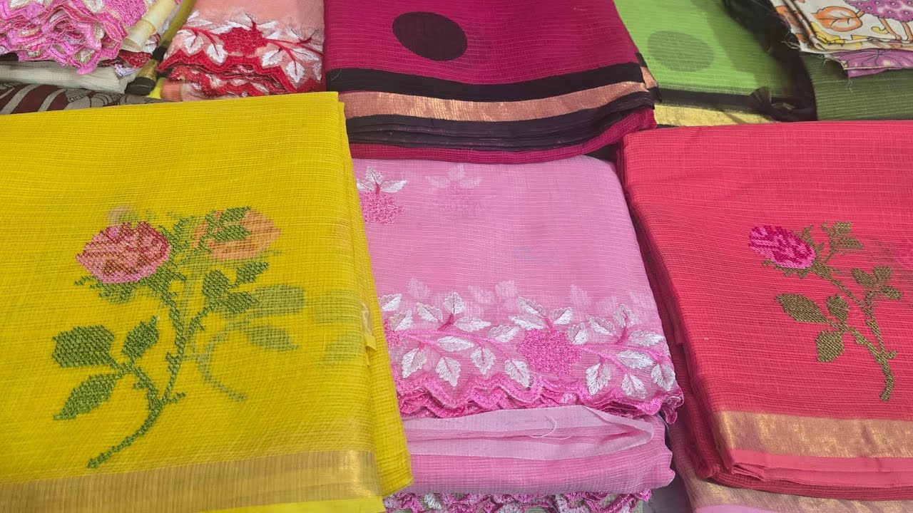 Cotton Kota Embroidery,mix kota Embroidery#Pattu Sarees,73375 13324