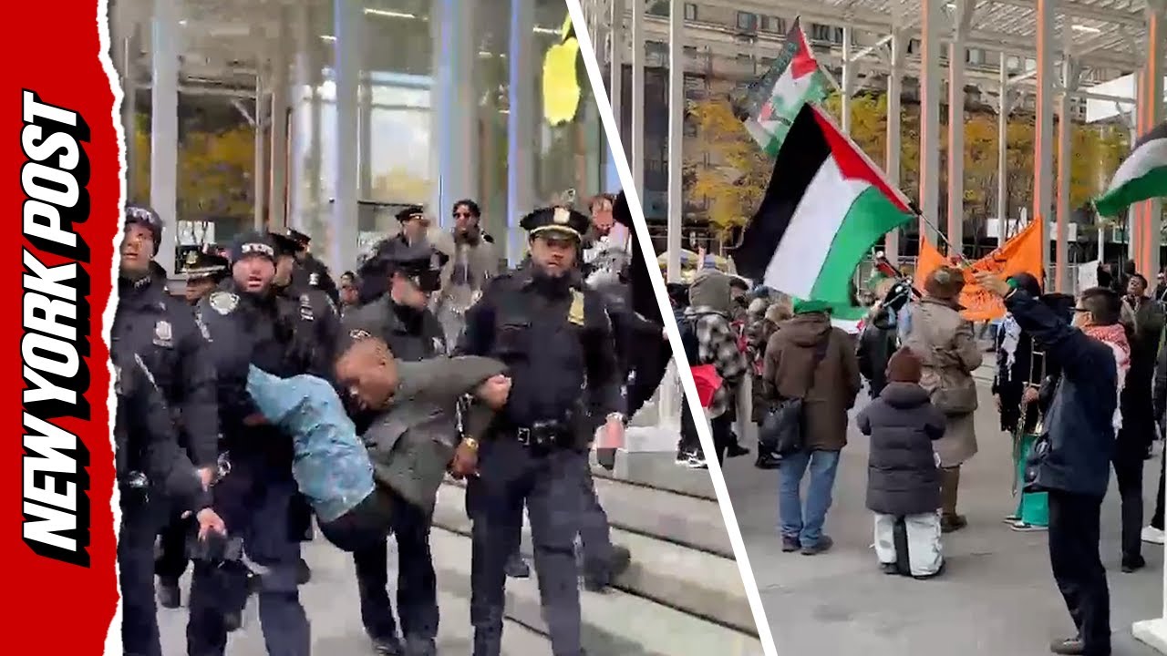 Protesters Dragged Away Outside of the Midtown Manhattan Apple Store