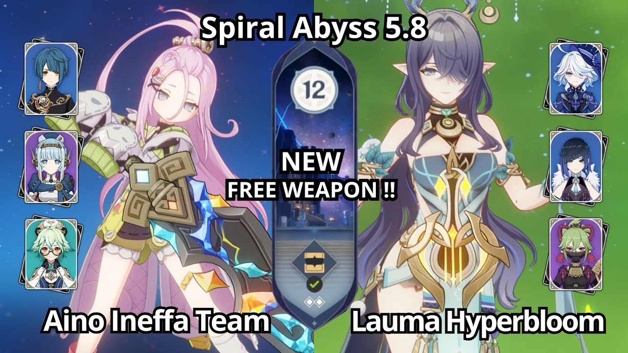 NEW !! C0 Aino Ineffa & C0 Lauma Hyperbloom - Spiral Abyss Floor 12 Genshin Impact 6.0