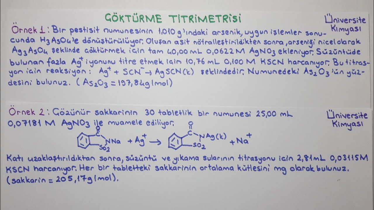 ANALİTİK KİMYA|Titrimetrik Yöntemler|Çöktürme Titrimetrisi 2