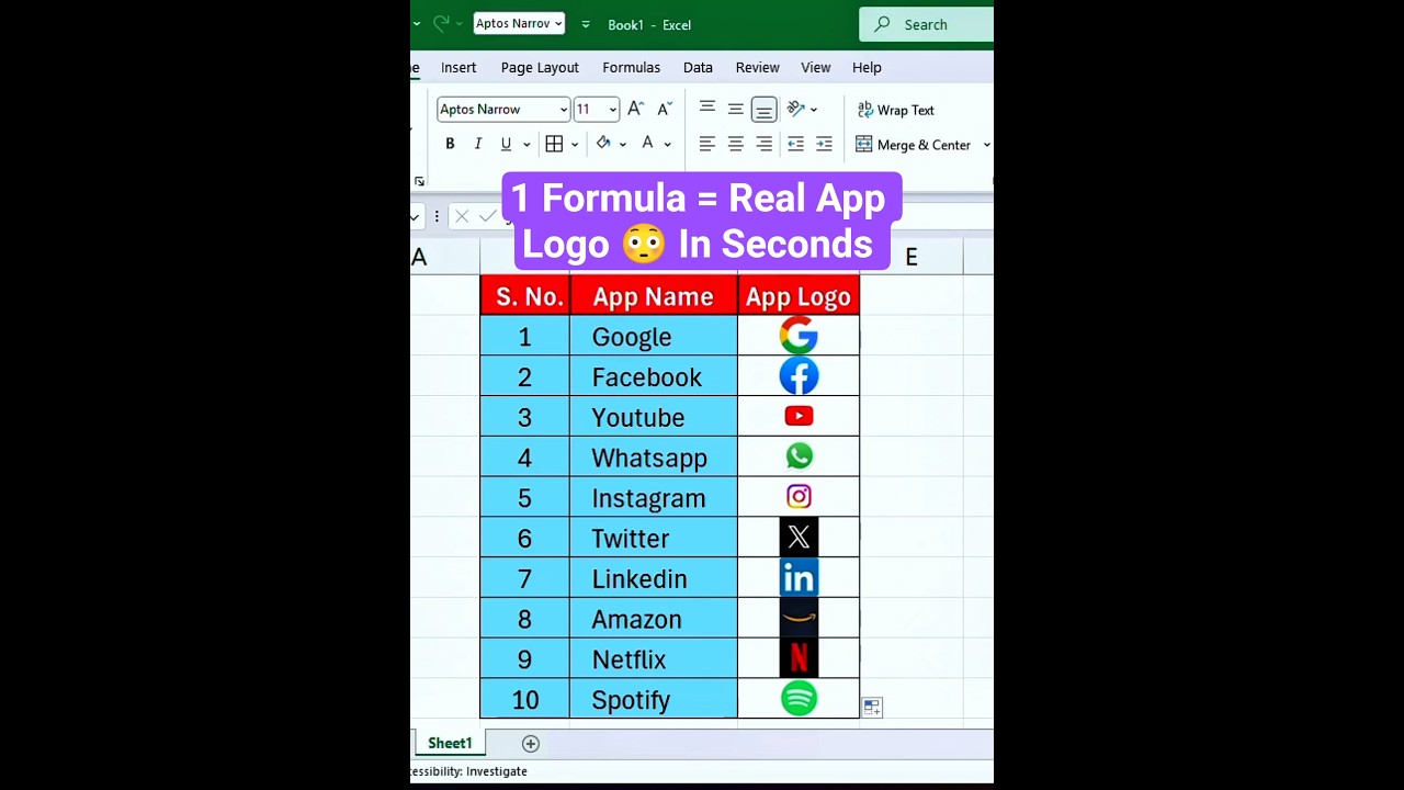 Excel ka Magic Formula! 🔥 App Logo Auto Load Trick 😱 | #tipsandtricks