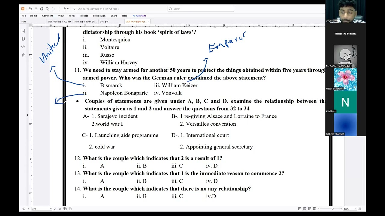 Grade 11 olevel paper discussion | HISTORY ENGLISH MEDIUM