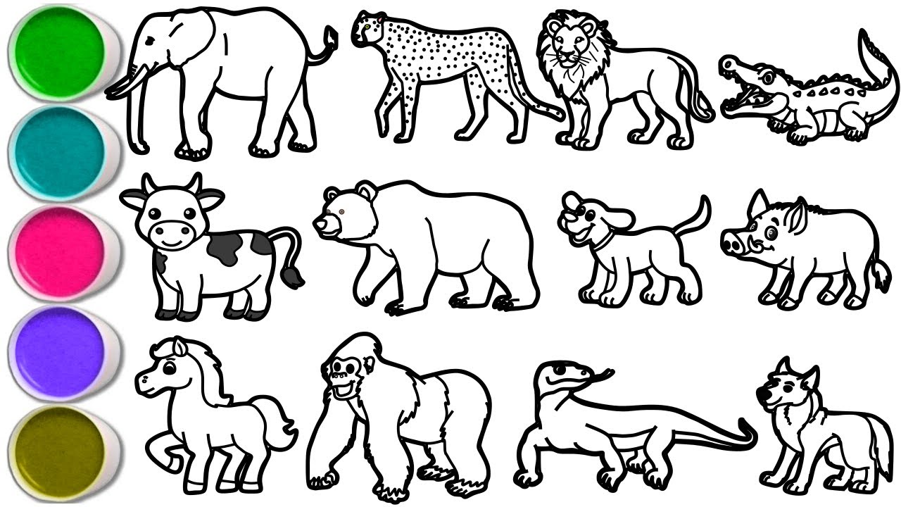 Draw Amazing Animals in 27 Minutes - Elephant, Cheetah, Lion, Crocodile, Cow, Bear, Dog, Wild Boar