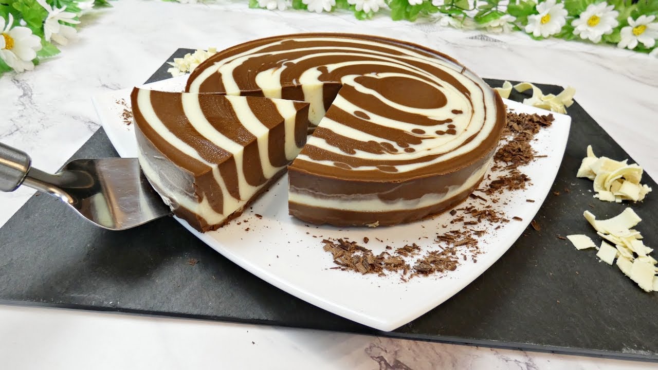TARTA  de CEBRA de QUESO y CHOCOLATE |🍰 Postre sin horno