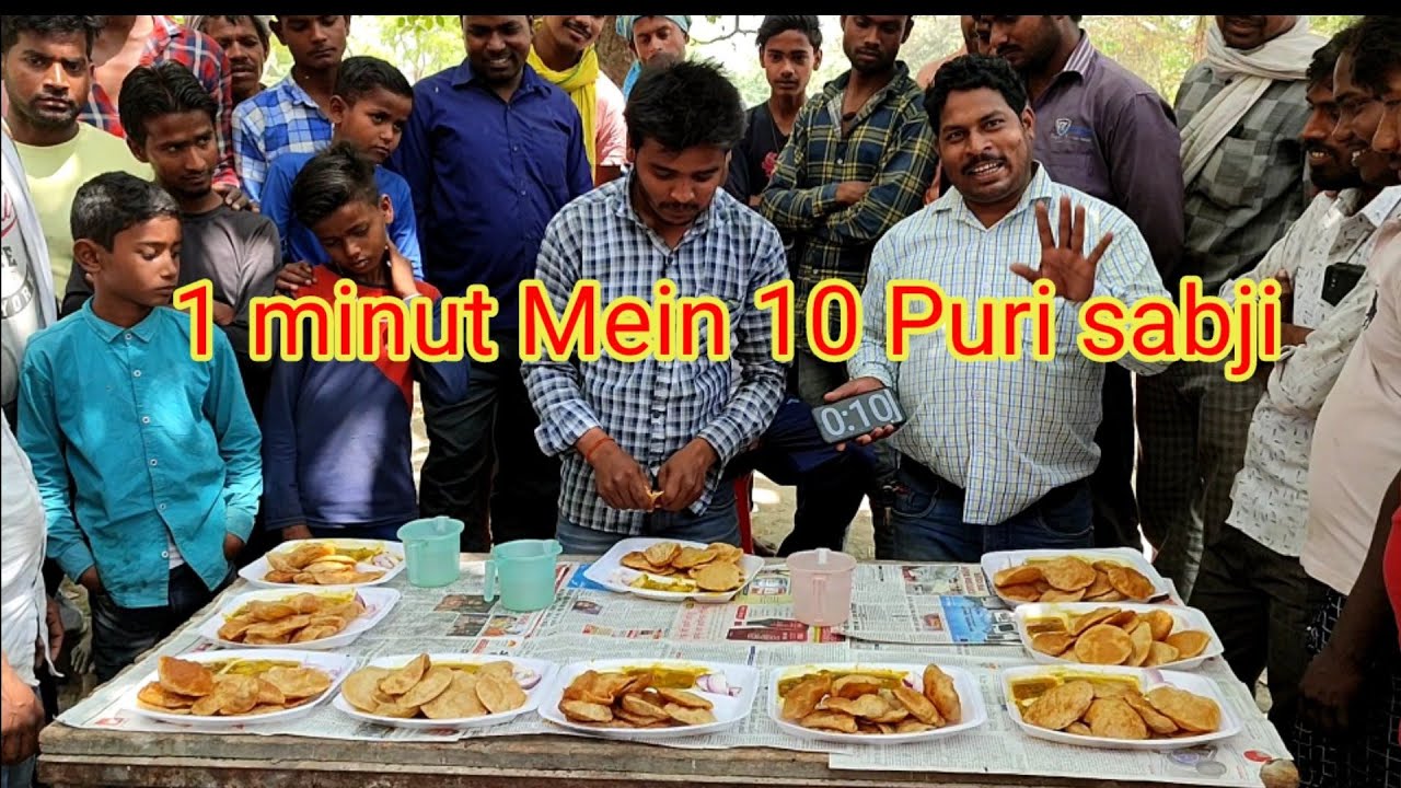 1 मिनट में एक प्लेट पूरी सब्जी खाओ और ₹500 ले जाओ। 😱🥗🍲🍔🧆street food thali eating challenging video