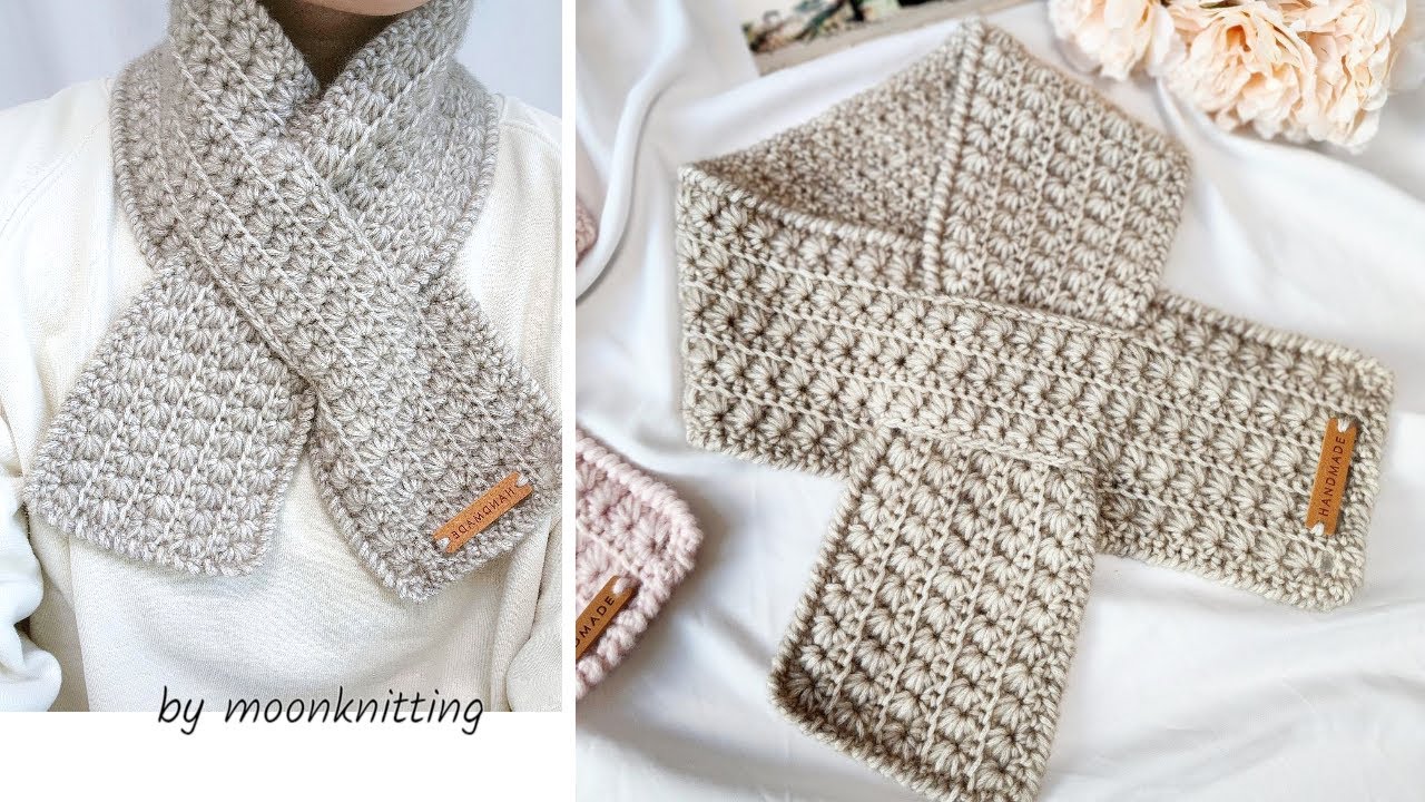 [코바늘 목도리]스타 너음목도리♡스타스티치로 쉽게 떠봐요! crochet star stitch muffler/moonknitting