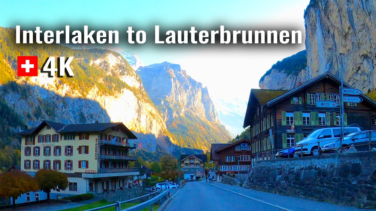 Interlaken to Lauterbrunnen 🇨🇭 4K  | Autumn in Switzerland | Fall Foliage