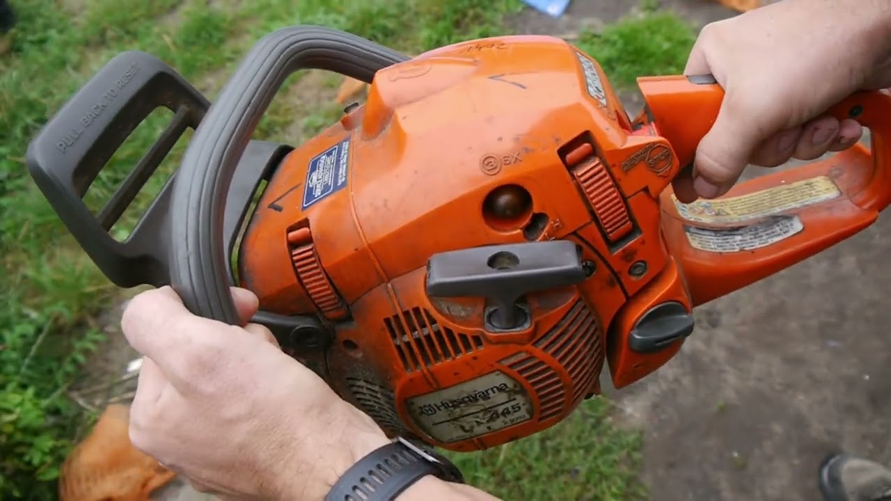 #rpgarażowo.  Husqvarna 445. Przegląd i odpalanie pilarki z nieszczelnością. Diagnostyka