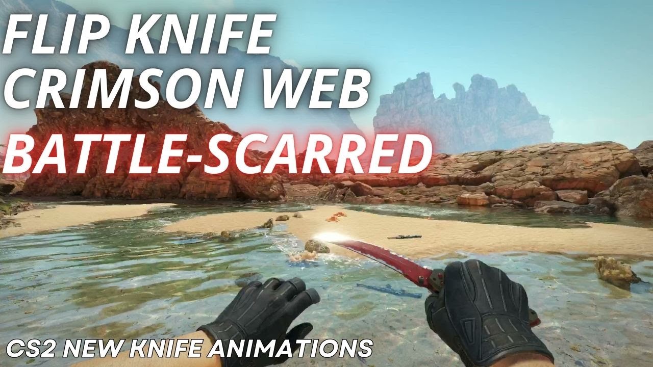 Flip Knife Crimson Web (Battle-Scarred) | CS2 Skin Showcase with NEWEST Animation