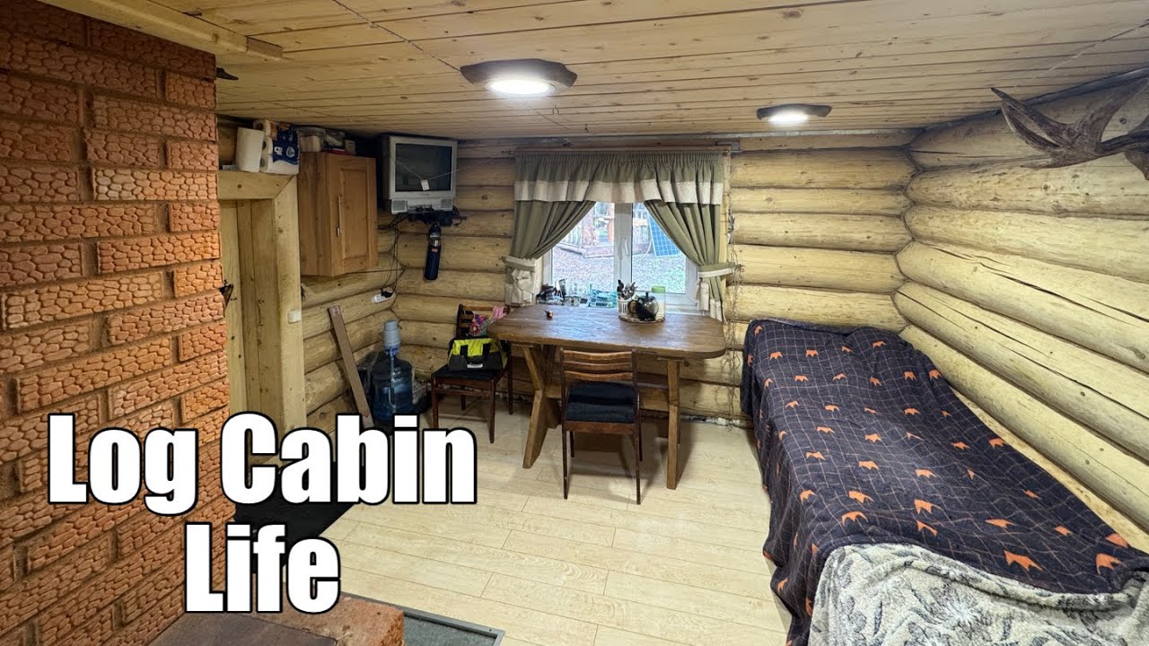 A One Day In The Life In My  Log Cabin Off-Grid. Outdoor Kitchen Construction Completed