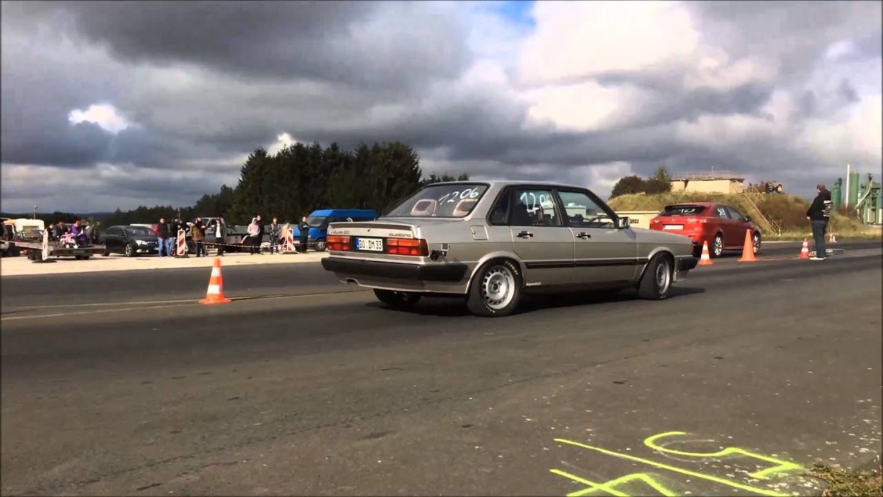 Audi 80 Turbo Quattro 1on1 Bitburg 1/4 Meile 9,85@239Km/h