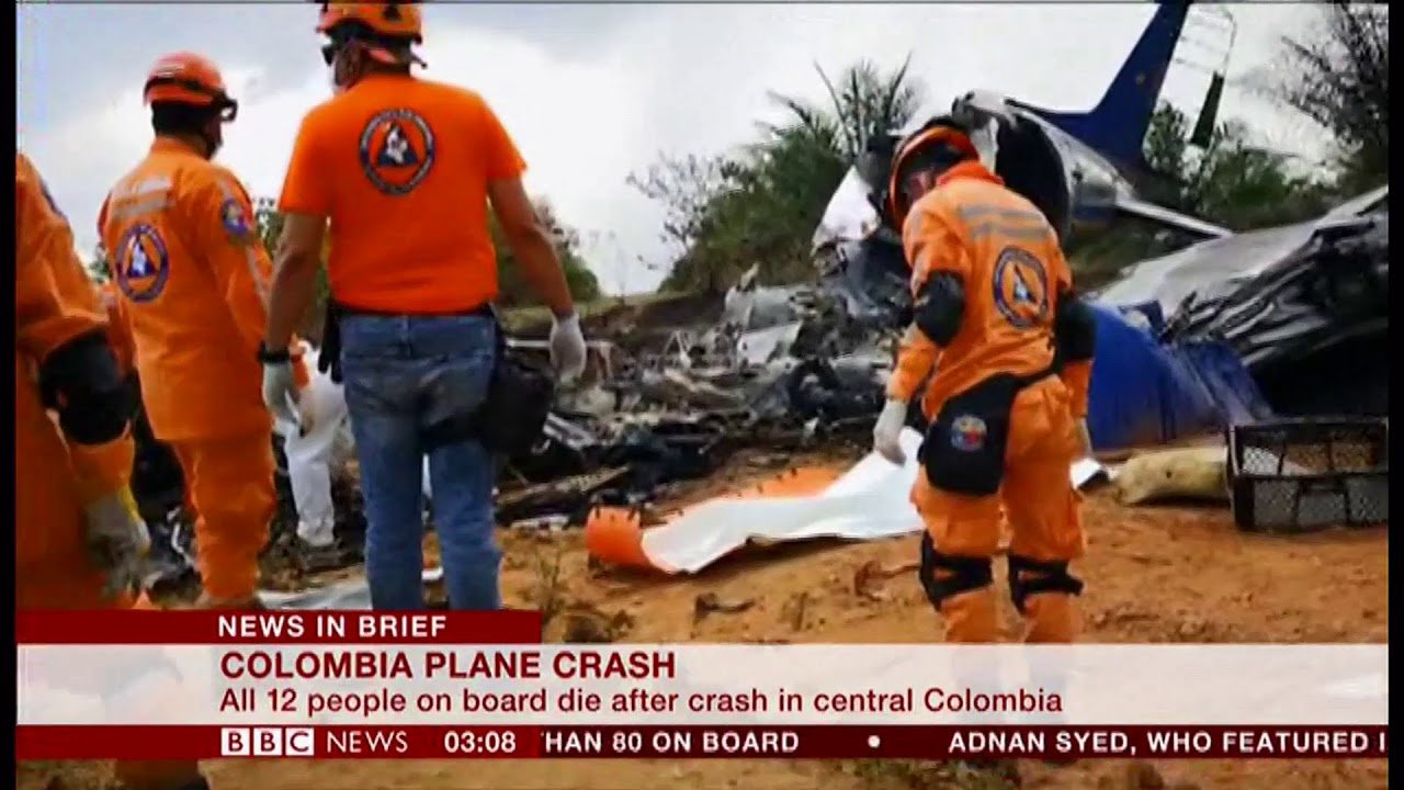 Plane crash kills 12 (Colombia) - BBC News - 10th March 2019