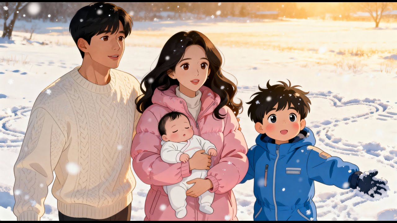 Winter Family Moments in Korea | Snowman Building & Home Cooking