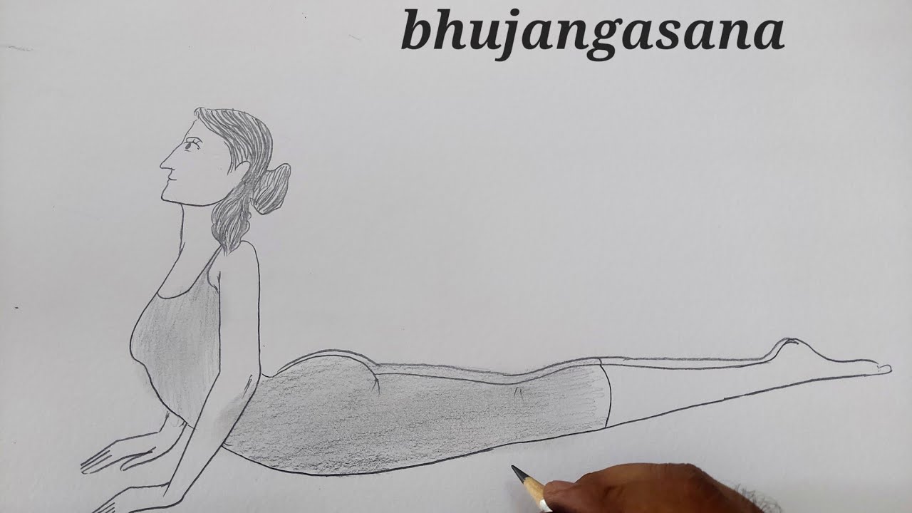 how to draw bhujangasana I how to draw bhujangasana easily I bhujangasana drawing