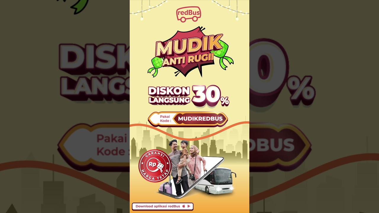 Tiket Mudik tersedia dan cepat habis, hemat 30% pakai kode: MUDIKREDBUS #tiketbusonline #tiketmudik