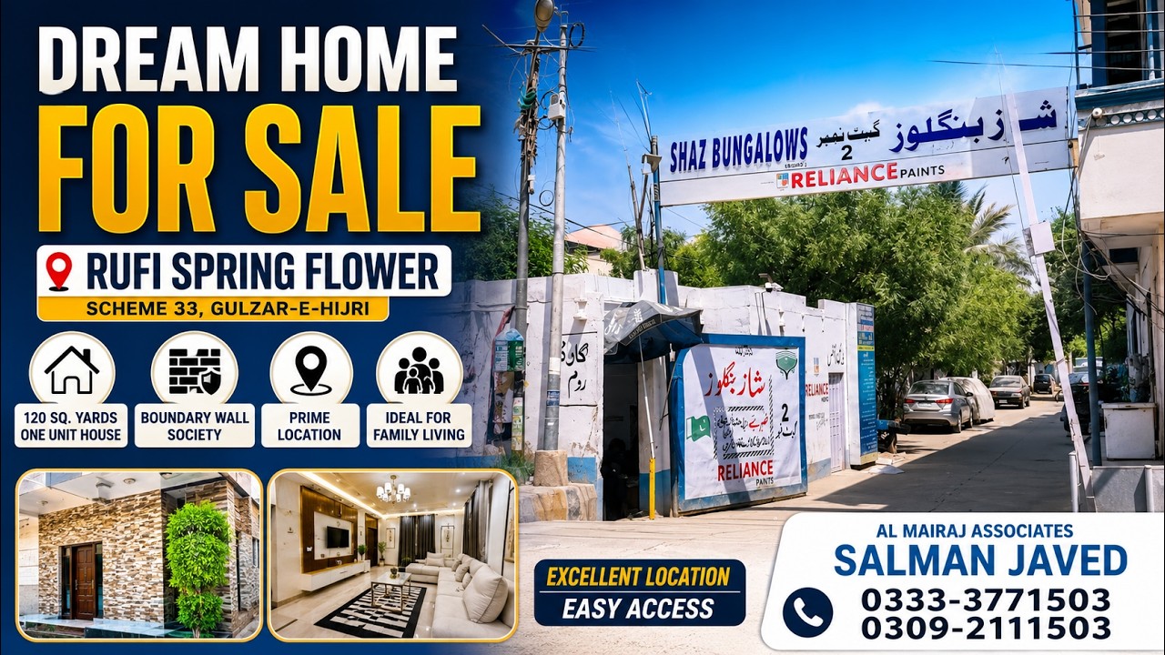 120 Sq Yards Dream House for Sale in Scheme 33 Karachi | Boundary Wall Society | House Tour