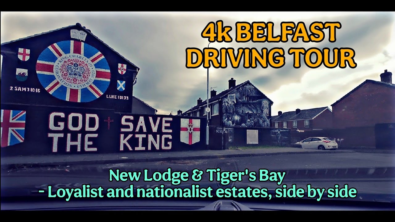 4k BELFAST DRIVING TOUR- New Lodge & Tiger's Bay, nationalist & loyalist estates, side by side