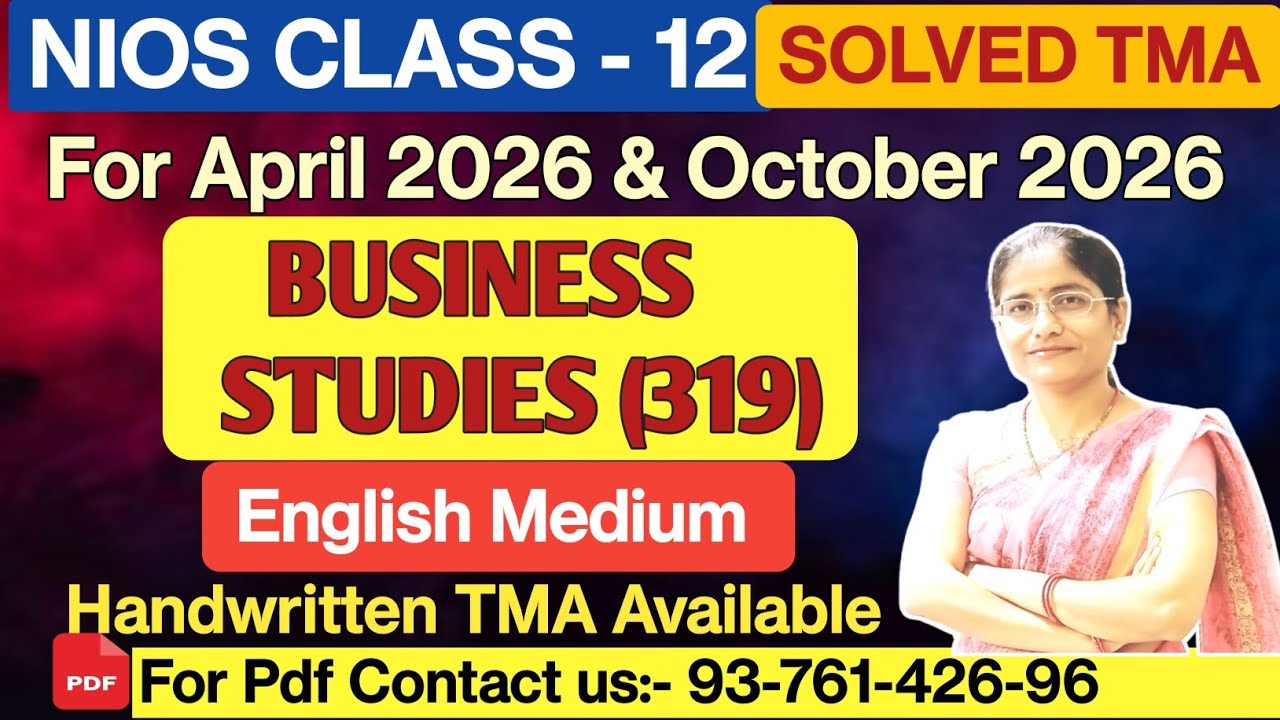 NIOS Class 12 Business studies Solved TMA 2025-26 English medium