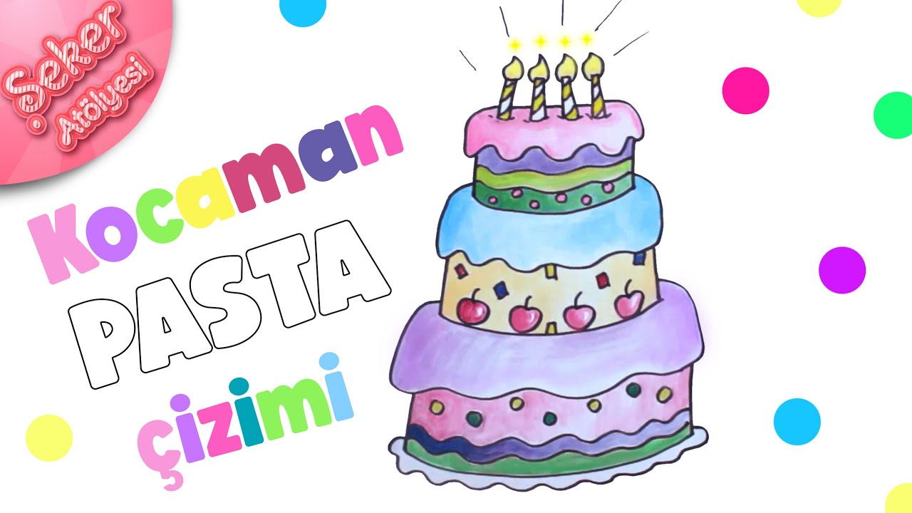 Doğum G&uuml;n&uuml; Pastası Nasıl &Ccedil;izilir Sulu Boya | Şeker At&ouml;lyesi