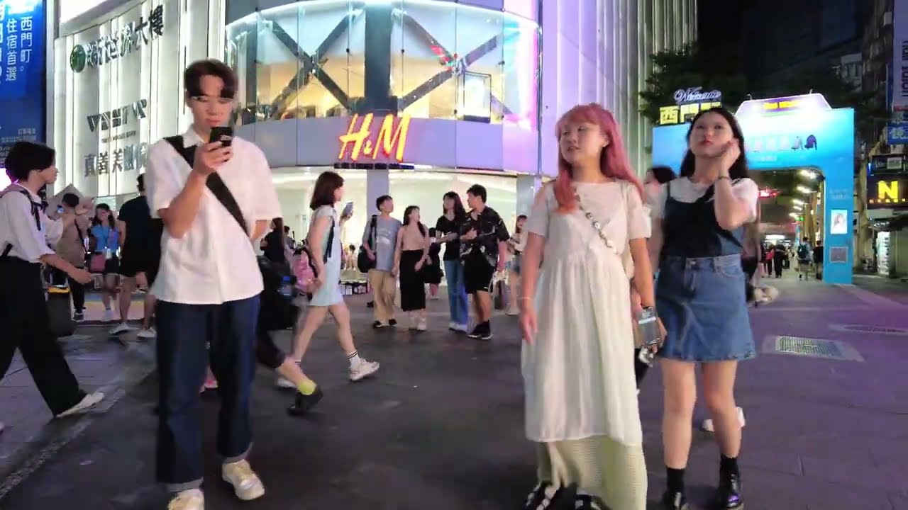 Taiwan - Ximen Station to Ximending Night Market Walk | Street Food | Taipei Night Walking Tour