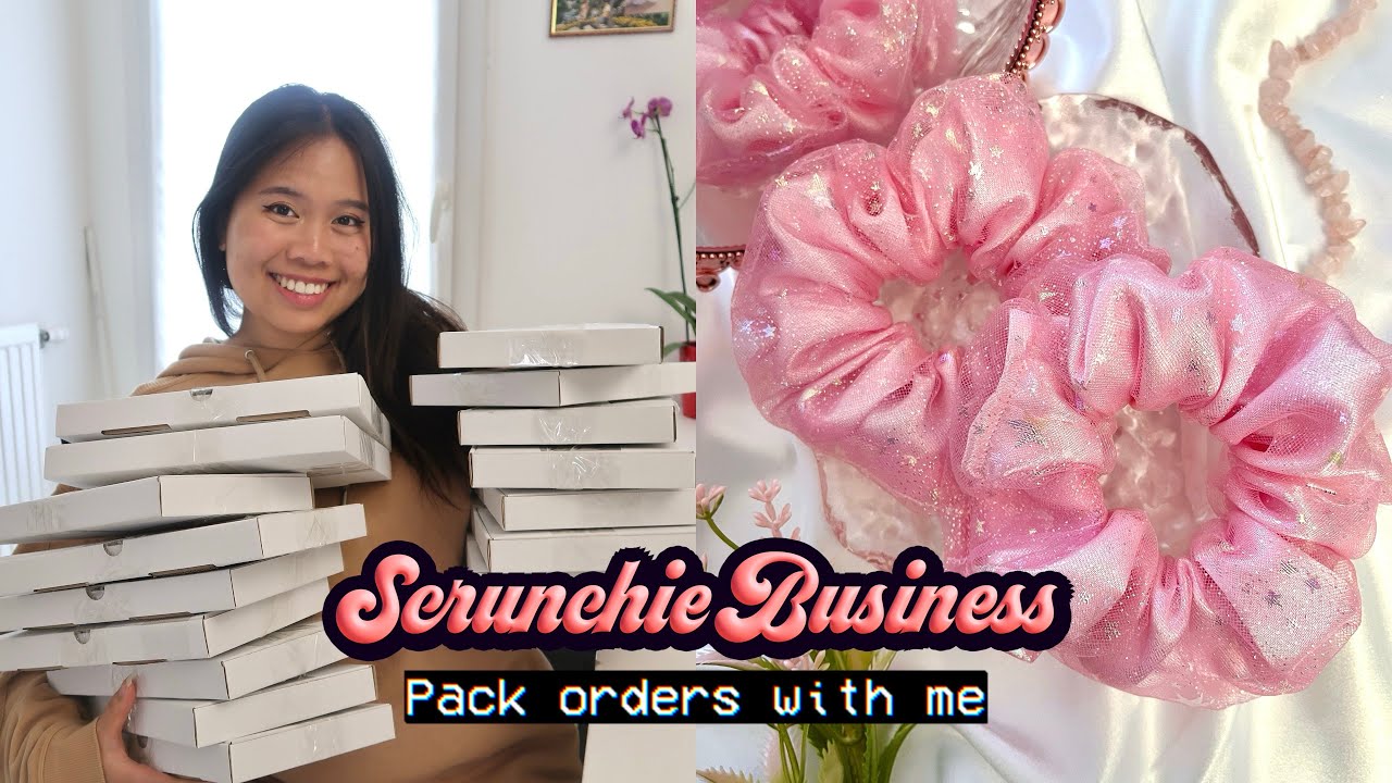 Business vlog 📦 packing orders and sewing scrunchies