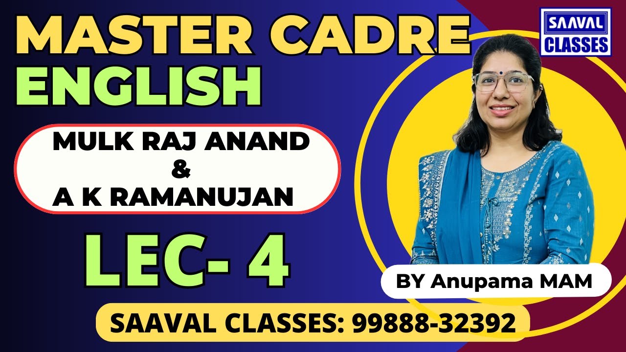 Master Cadre English DAY-4 MULK RAJ ANAND & A K RAMANUJAN   Topic wise MCQ