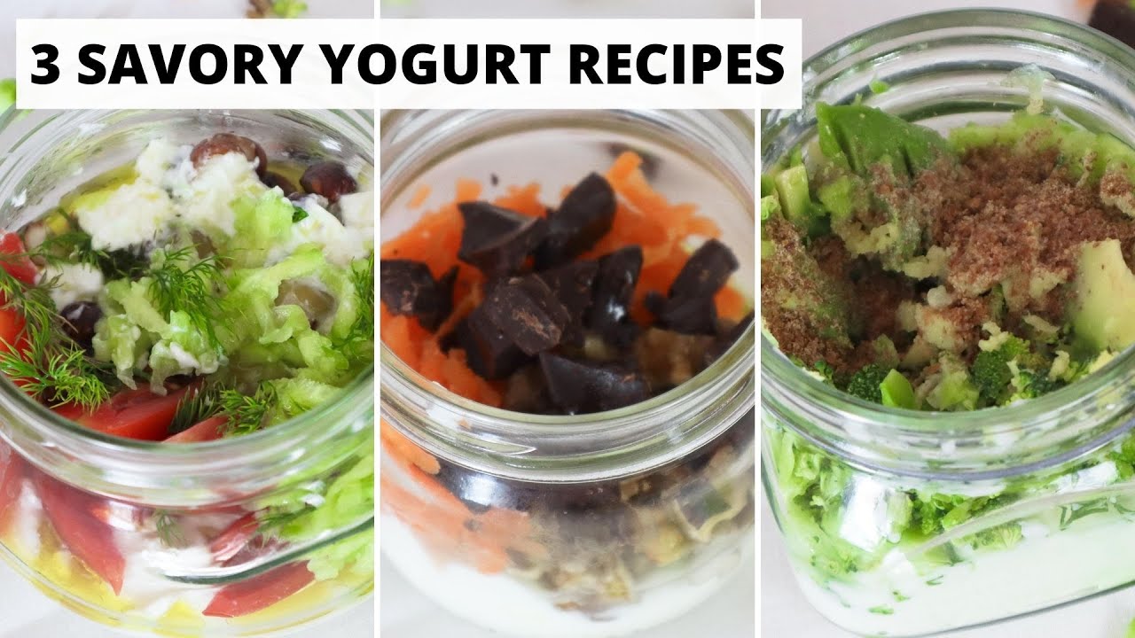 3 Easy SAVOURY YOGURT Recipes for BREAKFAST (Yogurt Bowl Ideas) - Mediterranean Diet Recipes