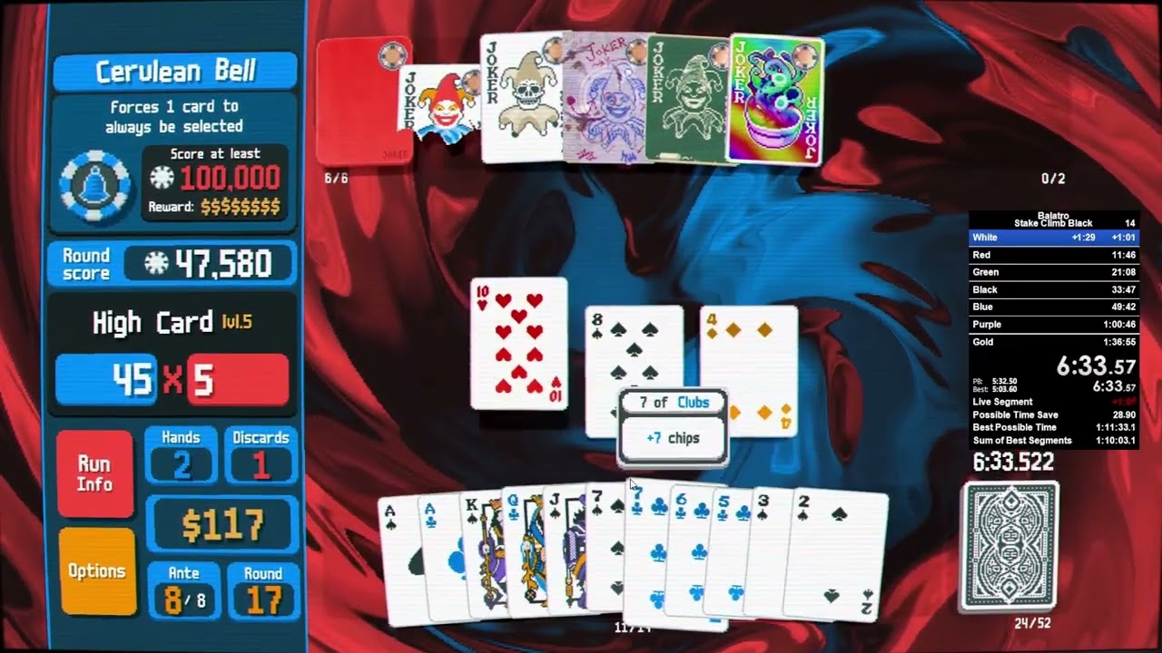(3/15) Difficult Deck out of the way | Stake Climb Black Deck WR | Balatro (1:12:28.953)