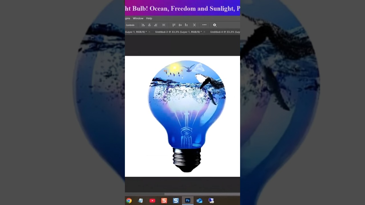 Make A World inside a Light Bulb! #Shorts #Art #photoshop